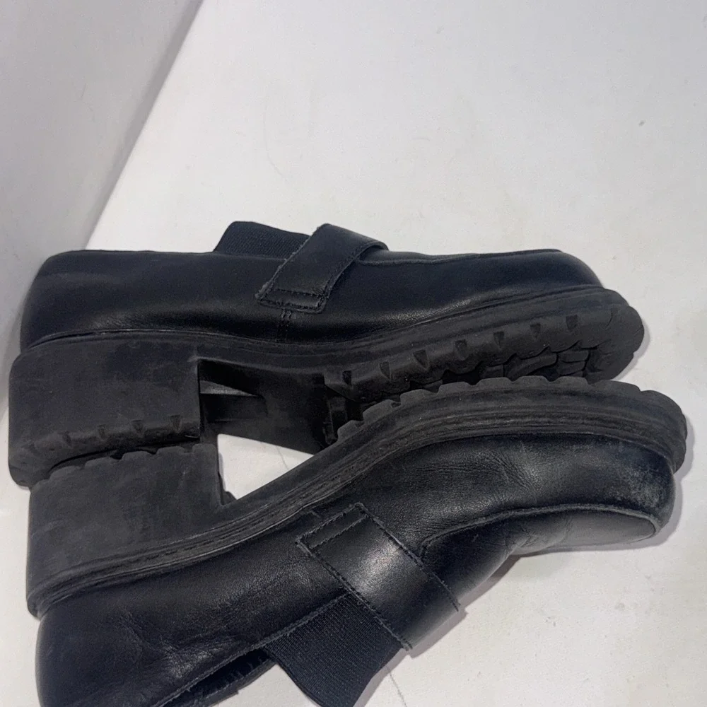 Vintage Esprit Chunky Platform Loafers Black 90s Y2K Goth Dark Grunge Shoes Sz 8